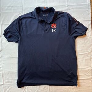 Under Armour Dark Blue Polo with orange and White Details Auburn